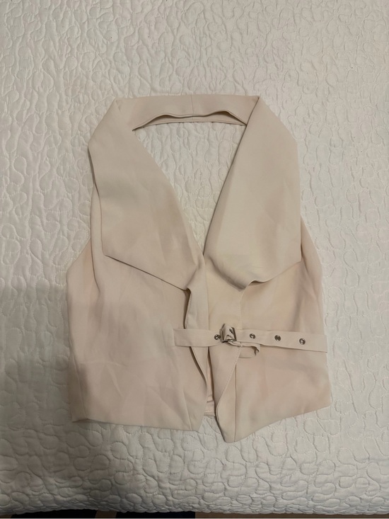 Fashion Nova Tops - Fashion Nova Cream Halter Vest with Buckle Detail